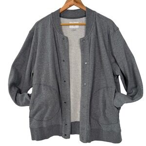 Goodfellow & Co Mens Gray Snap Front Bomber Jacket Large French Terry Sweatshirt